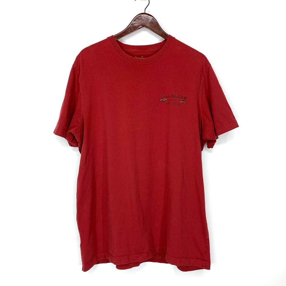 Eddie Bauer Legend Wash Kayak Graphic Deep Red Short Sleeve Tee Size XL Tall